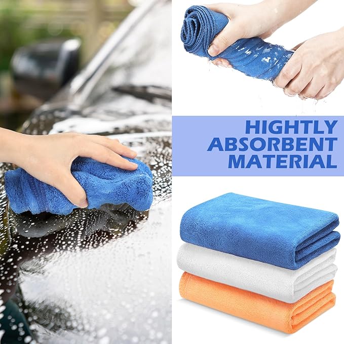 10 Pcs Extra Large Microfiber Cleaning Cloth 30" x 20" Large Floor Microfiber Towel Reusable Washable Free Lint Free Cloth Rag for Squeegee Mop Floor Window Housekeeping (White, Yellow)