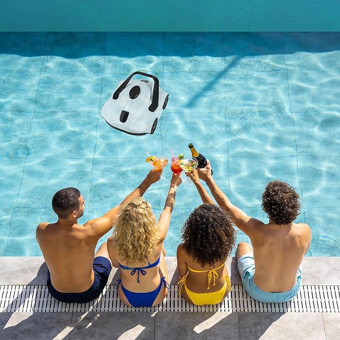 Robotic Pool Cleaners Cordless Robotic Pool Cleaner for Above Ground Pools - 130 Min Runtime, Self-Charging, Cleans Up to 860 Sq Ft, Lightweight & Portable Design