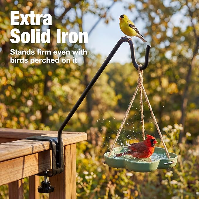 Kingsyard 2 Pack Middium Heavy Duty Deck Hook - 10 inch Metal Deck Railing Hooks for Hanging Bird Feeders, Planters, Suet Baskets, Lanterns, Wind Chimes