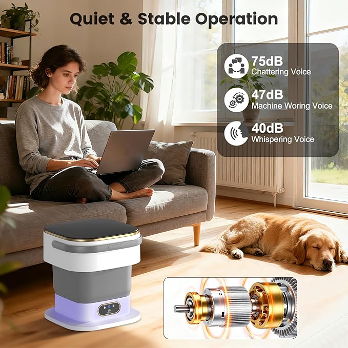 Portable Washing Machine, 15L Mini Washing Machine with Spin Basket & 3 Cleaning Modes for Small Clothes,Foldable Mini Washer for Apartments, Dorms, Camping (Gray)
