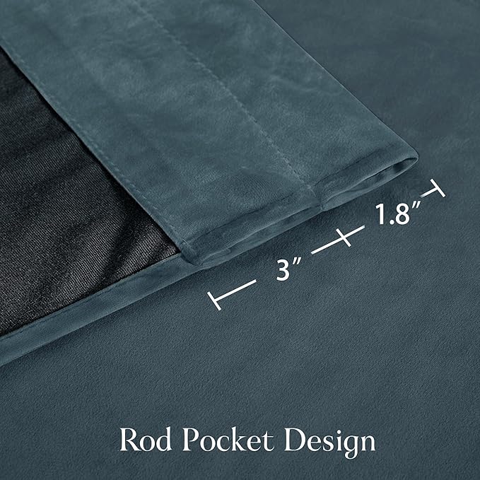 NICETOWN Slate Blue Blackout Velvet Curtains