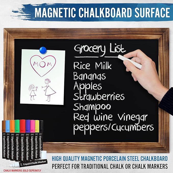 HBCY Creations 18" x 24" Torched Brown Solid Wood Frame Wall Chalkboard