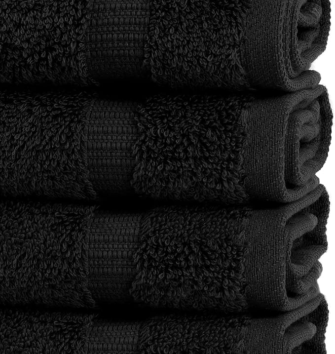 Chakir Turkish Linens Premium Cotton Absorbent Turkish Towels (Washcloths - 12 Piece, Black)