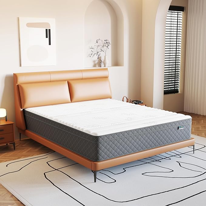 Firm Queen Mattress, 12 Inch Queen Bed Mattress in a Box，Cooling-Gel Memory Foam&Pocket Spring Hybrid, CertiPUR-US Certified, Firm