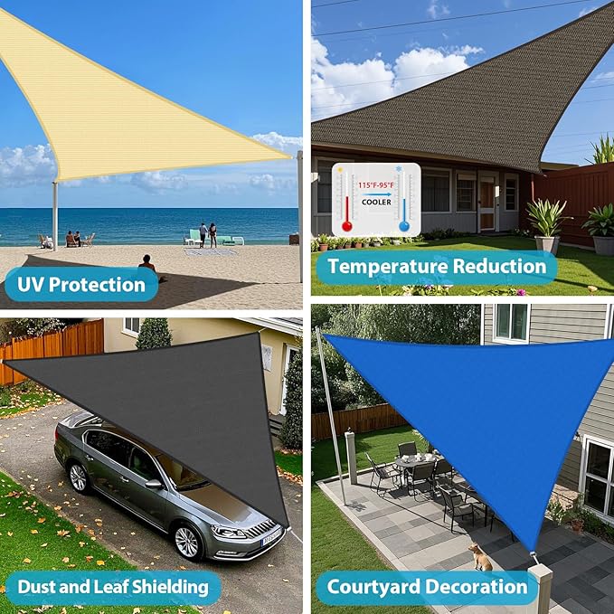 Amagenix Sun Shade Sail 7'X7'X10' Curved Edge Outdoor Shade Canopy Turquoise Breathable 95% UV Block Shade Cloth for Patio Garden Backyard (We Make Custom Size)