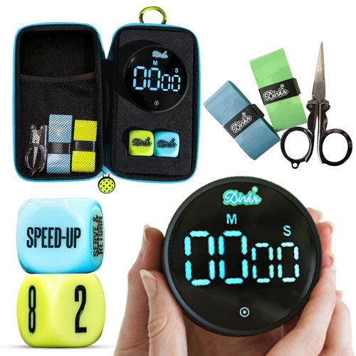 Dink'r Pickleball Timer for Games, Drills & Tournaments | Magnetic Court Timer + Free Drill Dice & Case