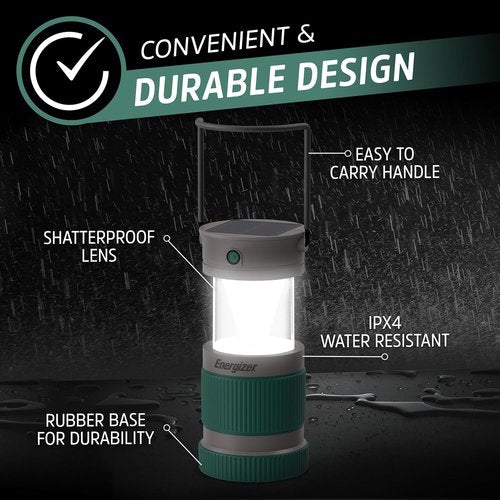Energizer S-500 Hybrid Power Camping Lantern - Solar & Rechargeable | IPX4 Water Resistant LED Light