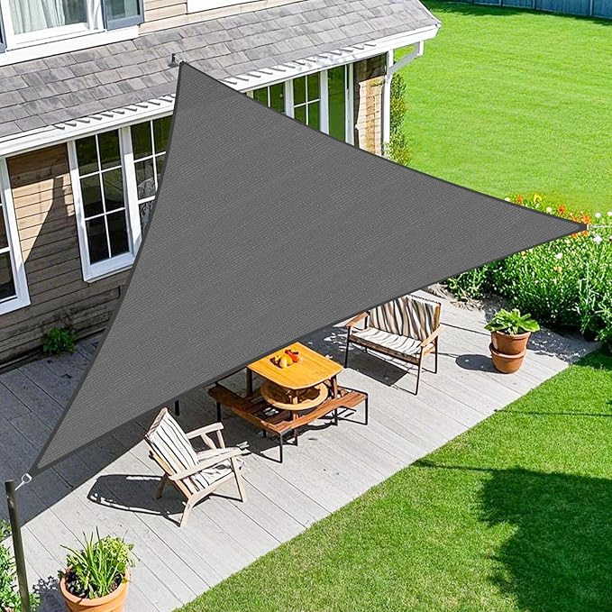 Amagenix Sun Shade Sail 11'X11'X16' Curved Edge Outdoor Shade Canopy Dark Grey Breathable 95% UV Block Shade Cloth for Patio Garden Backyard (We Make Custom Size)