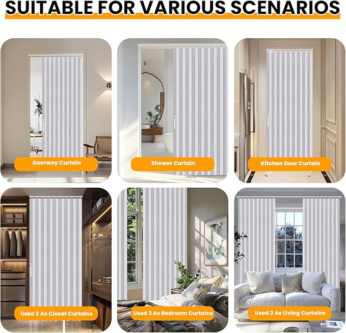 AJAZZ 100% Blackout Magnetic Door Curtain Accordion Doors Interior Closet Door