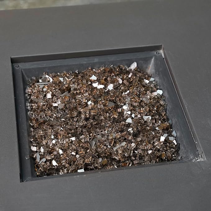 Skyflame High Luster 10-Pound Fire Glass for Fire Pit Fireplace Landscaping, 1/4-Inch Bronze Reflective