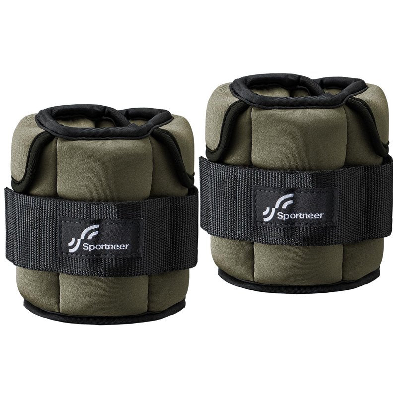 Sportneer Adjustable Ankle Weights for Women and Men：1 Pair 1 2 3 4 6 7 8 10 lbs Upgraded Easily Adjustable Leg Weight, Weighted Wrist Weight Strap for Gym, Fitness, Workout, Walking, Dancing (Army Green, 5 lbs x 2)