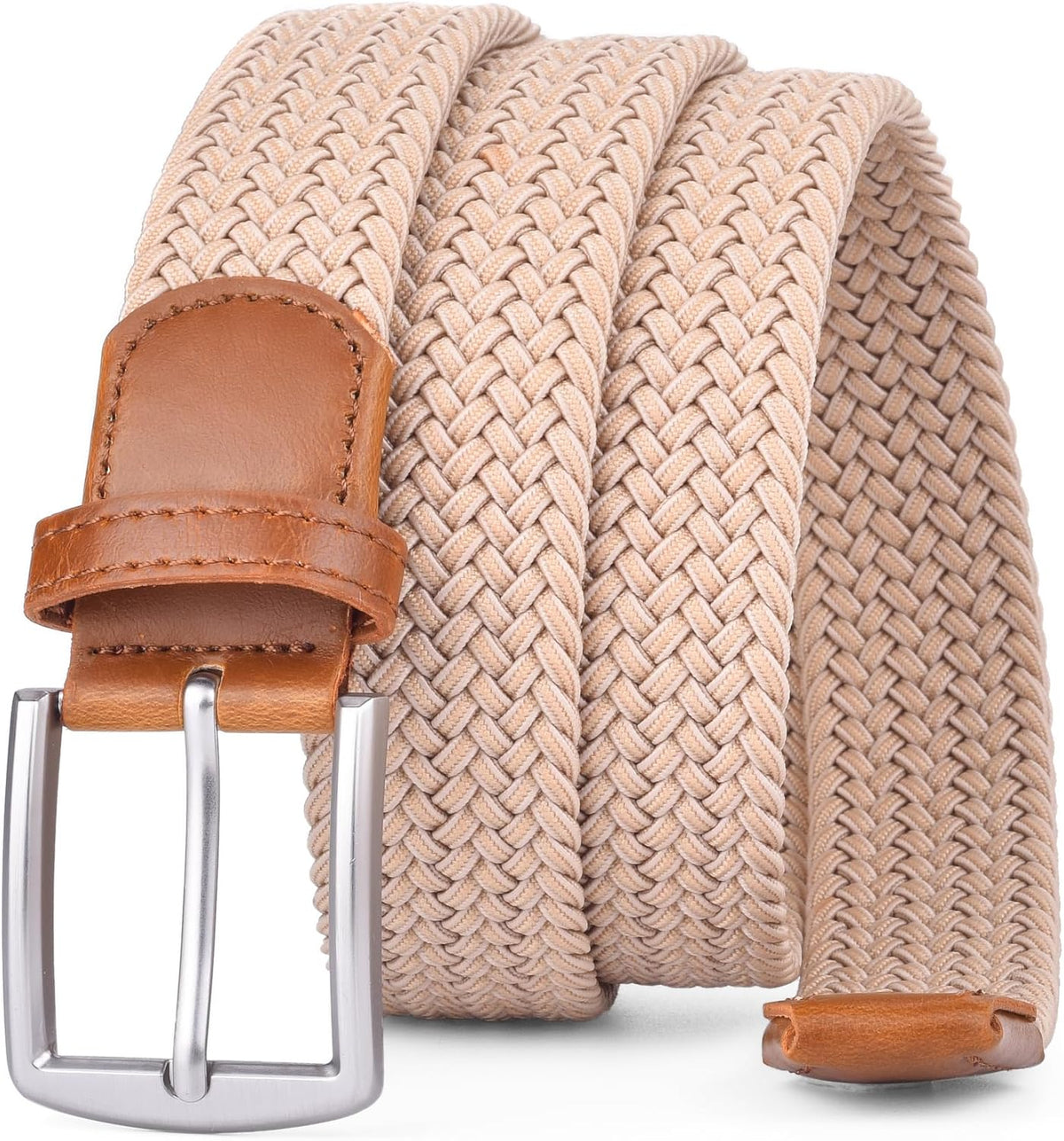 Skiennix Men's Stretch Woven Elastic Braided Belt - 1.3" Wide for Comfort and Style