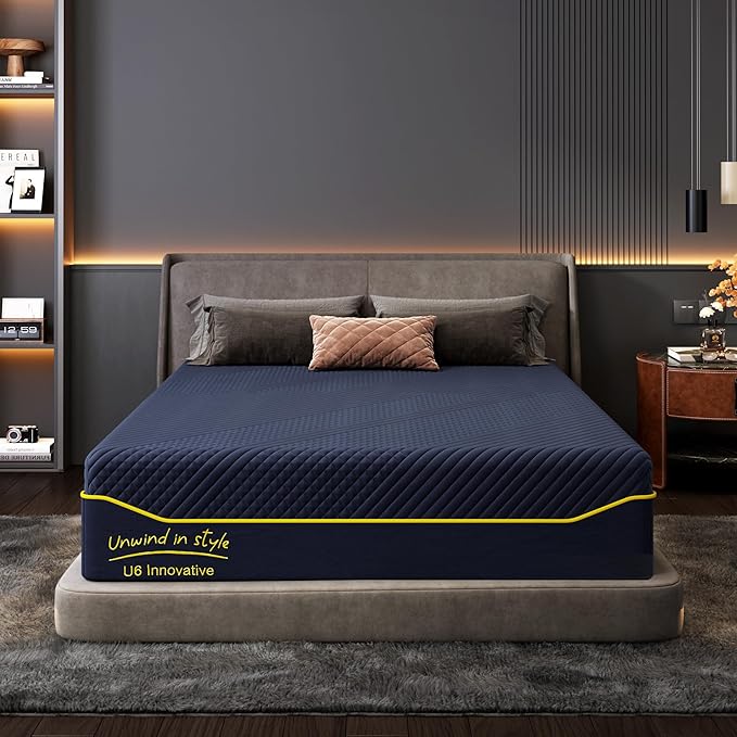 Queen Mattress 12 Inch Memory Foam Medium with Green Tea Cooling Gel, CertiPUR-US Certified, Breathable & Supportive Mattress in a Box, Navy Blue