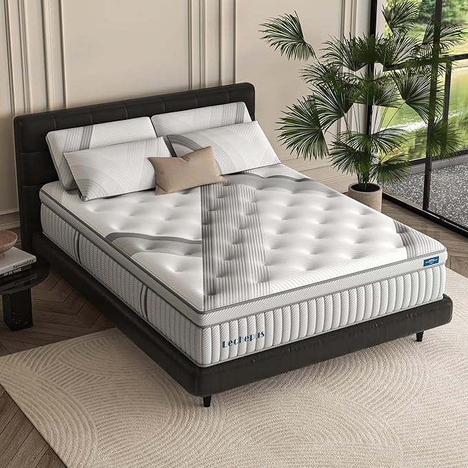 Lechpeus Full Mattress,14 Inch Medium Plush Hybrid Mattress in Box,MDI Soft Memory Foam & 7-Zone Pocket Springs,Motion Isolation& Back Pain Relief,Enhanced Support Full Bed,None Fiberglass