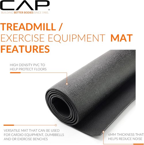 Cap Exercise Equipment Mat - Treadmill & Fitness Floor Protection | Black Pebble Design, Multiple Sizes