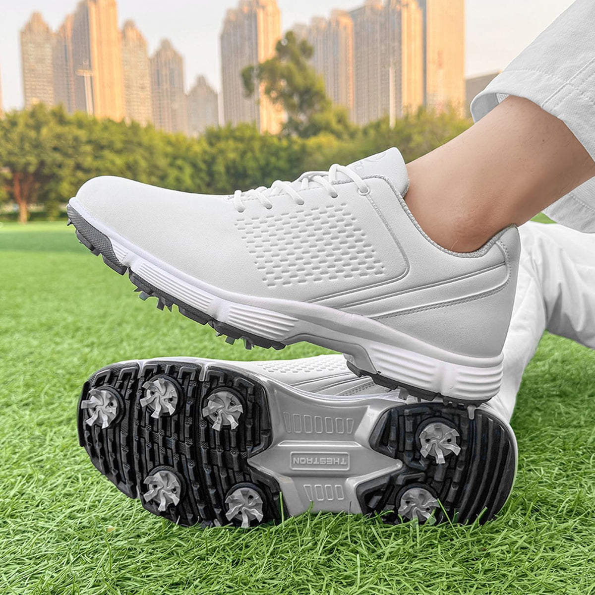 Skiennix Waterproof Golf Shoes - Spiked Sneakers for Men | Durable Outdoor Walking Footwear