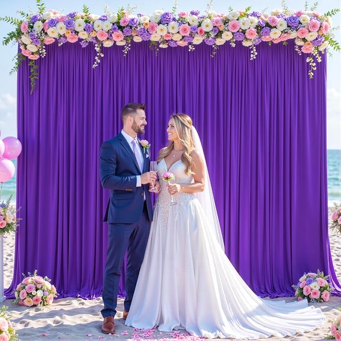 8 Panels Purple Backdrop Curtain for Parties Wedding Wrinkle Free Purple Photo Curtains Backdrop Drapes Fabric Decoration for Birthday Party Photography 40ft(W) x 10ft(H)