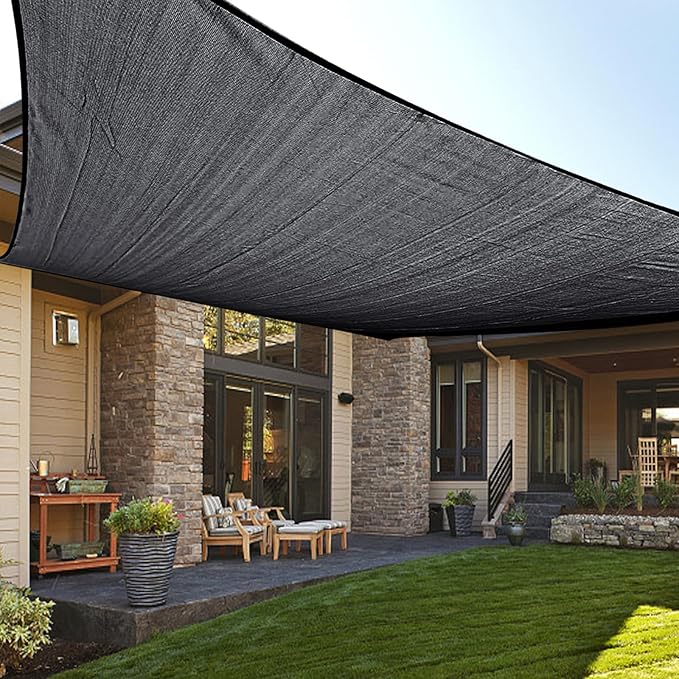 LOVE STORY Sun Shade Sail, 10' x 20' Graphite Grey Rectangle Canopy Shades for Outdoor Patio Shading, UV Block Sunshade Cover