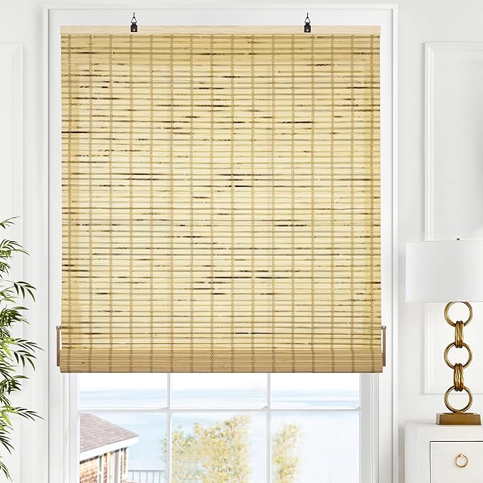 LazBlinds Cordless Bamboo Blinds, Roll Up Shades