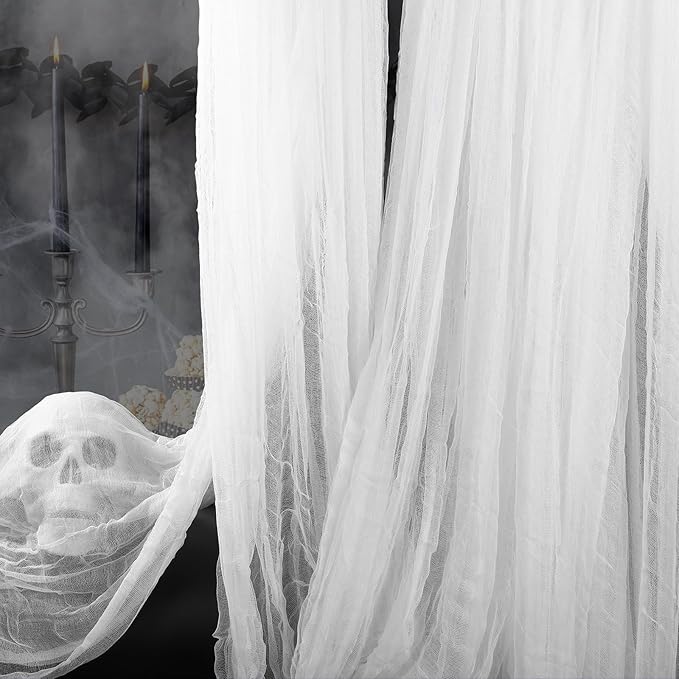 400" x 85" Halloween Creepy Cloth Decoration, Large White Spooky Fabric Cloth Scary Gauze Cheesecloth for Haunted House Halloween Party Yard Wall Indoor Outdoor Decor