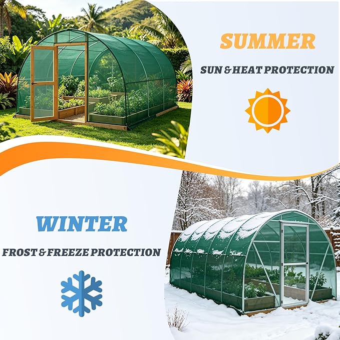 Cool Area 55% 8x20ft Sunblock Shade Cloth Cover Mesh UV Resistant Net for Garden Flower Plant Greenhouse, Dark Green