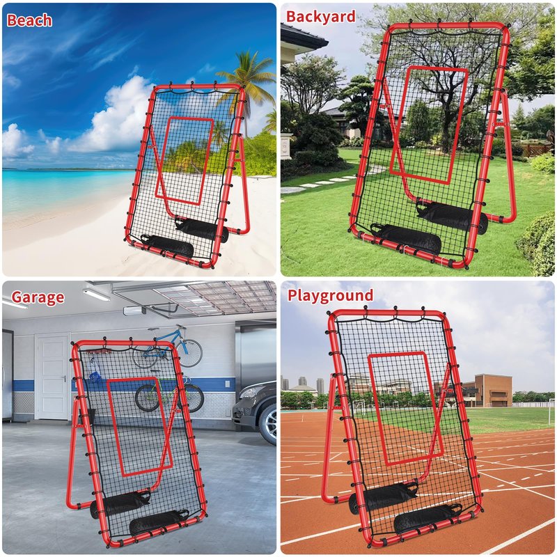 TomCare 7x4FT Volleyball Rebounder Net Bounce Back Training Equipment with 5 Adjustable Angles Volleyball Practice Net for Bumping & Spiking Portable & Steady Indoor Outdoor Rebound with Sandbags