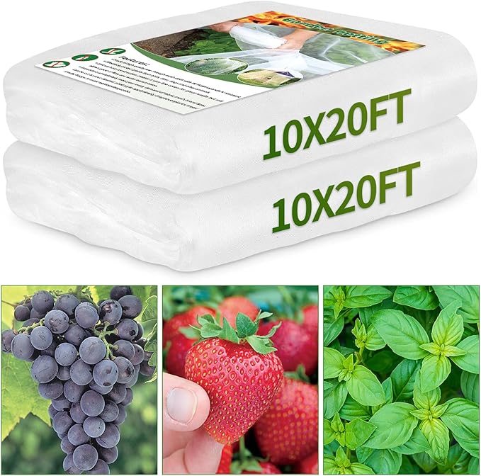 Garden Netting 10x20FT 2 Pack Ultra Fine Mesh, Insect Barrier Bird Netting for Garden Protection, Insect Bug Netting Garden Net for Protecting Plants Vegetables Flowers Fruits