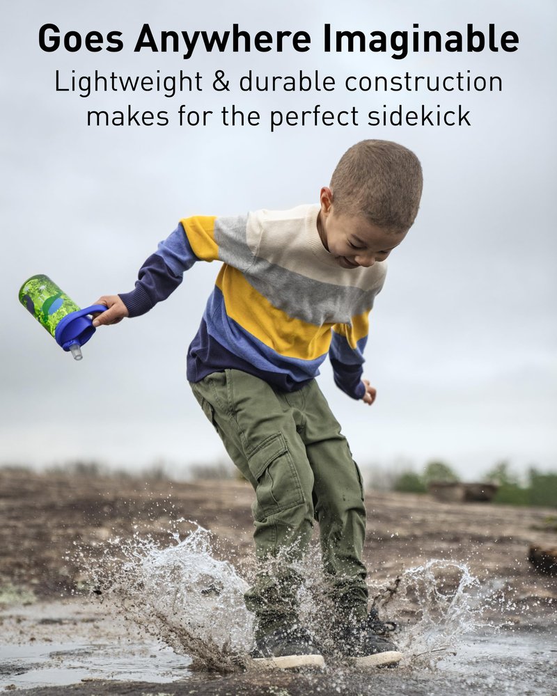 CamelBak Eddy+ Kids Water Bottle with Bite Valve Straw, Leak‑Resistant Easy‑Sip Design for Everyday Hydration, 14oz, Iguanas