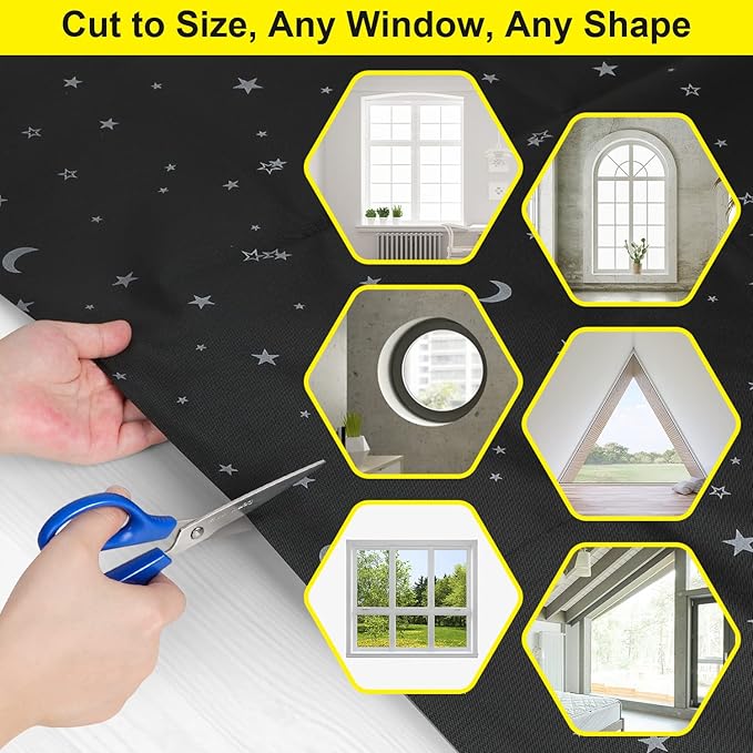 FADOTY 100% Blackout Window Cover Film, Portable Black Out Curtains
