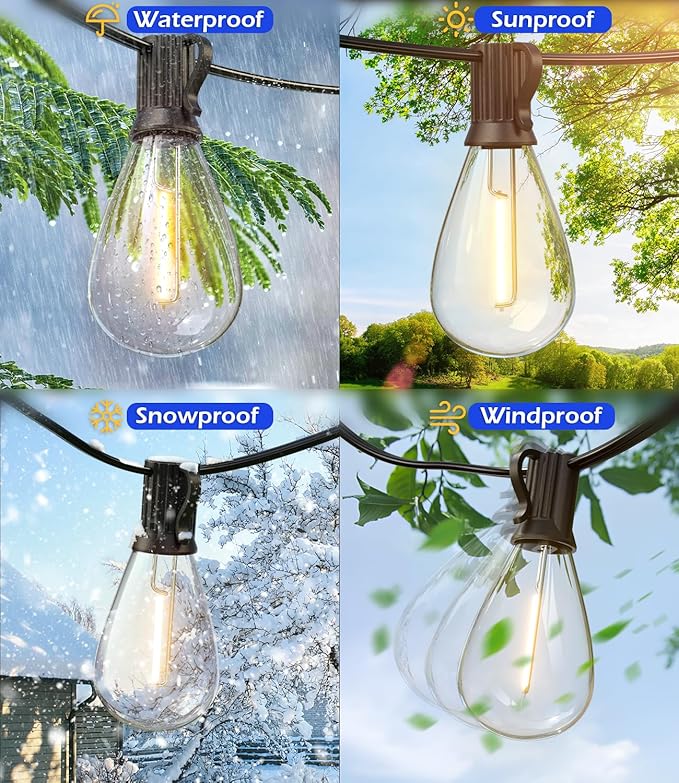 luckystyle 30FT LED Outdoor String Lights with 10+1 Edison Shatterproof Waterproof Bulbs, 2700K Commercial Grade Patio Lights, Heavy Duty Outside Hanging Outdoor Lights for Garden Porch Deck Decor