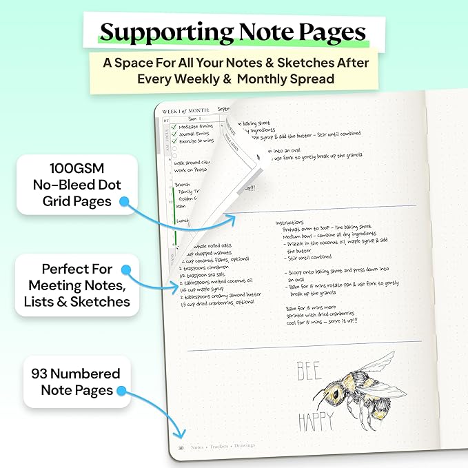 Roterunner Purpose Planner Notebook B5 7.5”x9.8” Undated 2026 Daily Weekly and Monthly Productivity Goal Setting Tool for Work Home ADHD Planner for Adults Self Care Journal