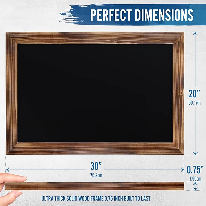 HBCY Creations 20" X 30" Torched Brown Solid Wood Frame Wall Chalkboard