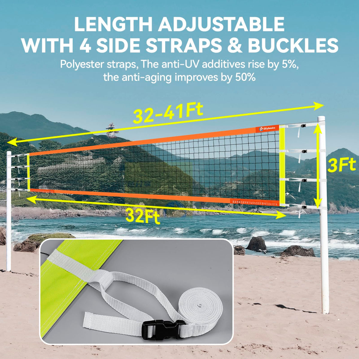 Professional Volleyball Net with Aircraft Steel Cable, Scoring Design - Anti-UV & Heavy Duty for Outdoor, Backyard, Pool, Schoolyard, Beach - Easy Set Up with Storage Bag