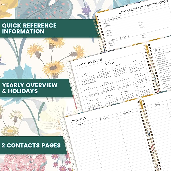 2026 Planner - Planner 2026 Weekly and Monthly, 9" x 11", Jan. 2026 - Dec. 2026, 2026 Hardcover Planner Spiral Bound, 12 Monthly Tabs, Elastic Closure