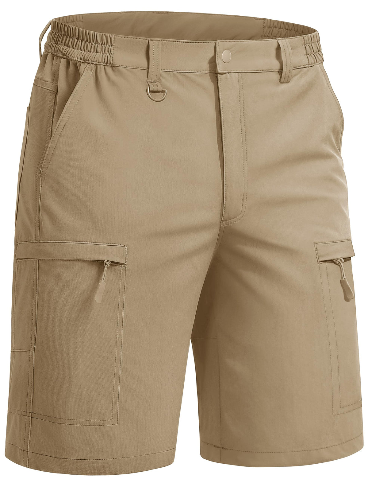 TACVASEN Men's Shorts 10" Lightweight Quick Dry Cargo Shorts with Pockets for Hiking Golf Fishing Workout Travel Khaki 32