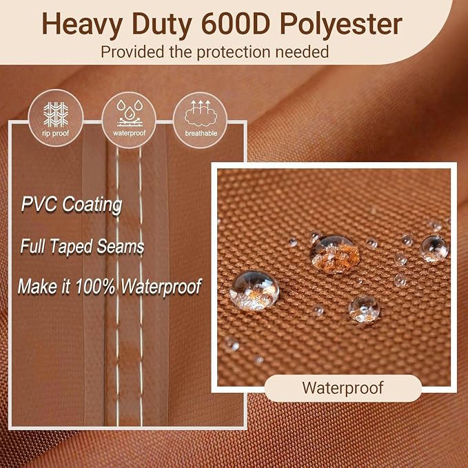NettyPro Grill Cover for Outdoor Grill 64 inch, Waterproof Heavy Duty Gas BBQ Cover for Outside Weber, Char-Broil, Brinkmann, Jenn Air, Nexgrill 3-4 Burners Barbecue, Brown