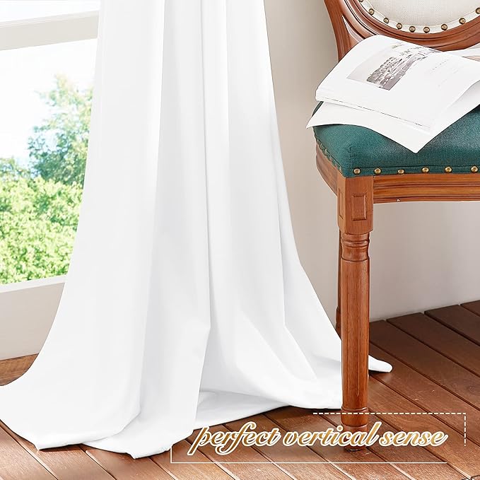NICETOWN White Velvet Curtains 63 inches