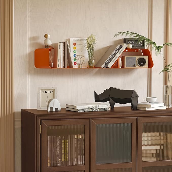 Sttoraboks Floating Wall Shelves Set of 3, Metal Mounted Shelf