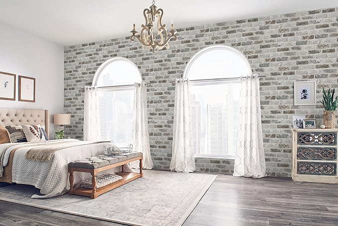 Guvana 17.3"×394" Brick Wallpaper Grey and Brown Self Adhesive Wallpaper 3D