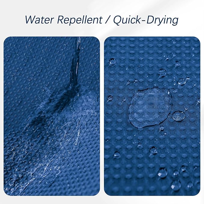Extra Long Shower Curtains 96 inch Classic Blue Waffle Shower Curtain for Bathroom, Heavy Duty 256GSM Modern Shower Curtain, Machine Washable,Water Resistant with 12 Metal Hooks, 72Wx96H
