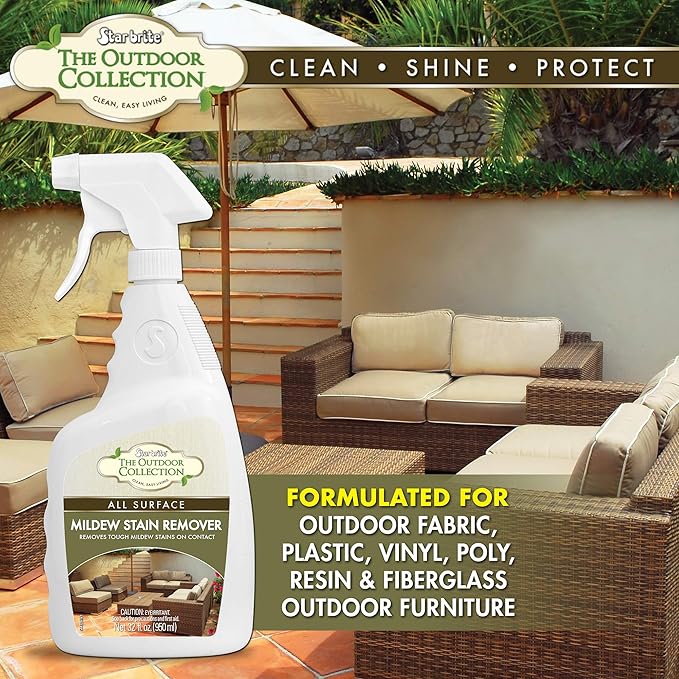 STAR BRITE Outdoor Collection All Surface Mold Stain & Mildew Stain Remover Spray - Cleans & Removes Stains on Contact - 32 OZ Spray (054432)