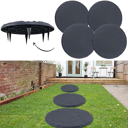 4Pcs Large Stepping Stones Outdoor Garden Walkway, Durable Plastic Pavers for Patio, Pathway, and Landscaping, Weatherproof Stepping Stones with Ground Stakes for Easy Installation