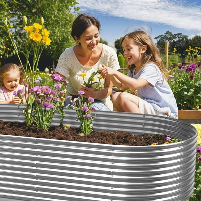 Raised Garden Bed Outdoor 2 Pack, Tall Galvanized Steel Raised Beds for Gardening, Above Ground Garden Bed Corrugated Metal for Vegetables and Flowers-8x4FTx15inch