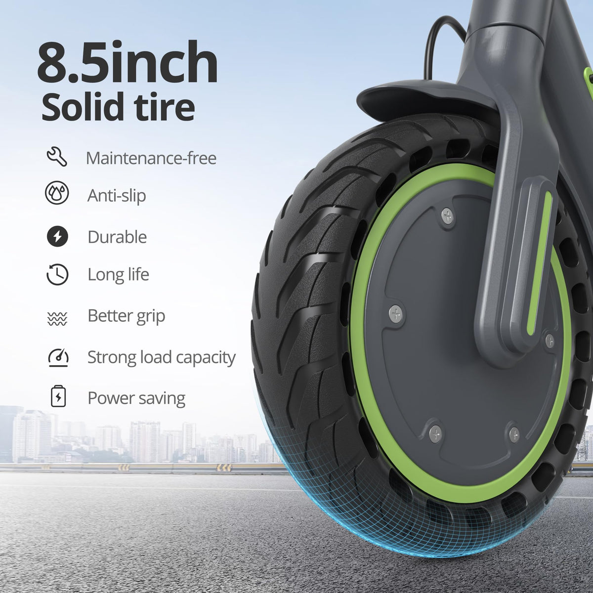 Roinside Electric Scooter for Adults - 8.5" Solid Tires, 350W Motor, Up to 19 MPH and 16 Miles Long-Range Commuting Folding E-Scooter with Dual Braking System and Smart App