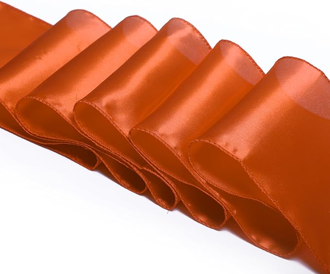 VDS Satin Chair Sashes Chair Cover Back Tie Sateen Bows Ribbon for Wedding Birthday Graduation Engagement Ceremony Event Party Banquet Venue Hotel All Dining Chair Decoration (300PC) (Brunt Orange)