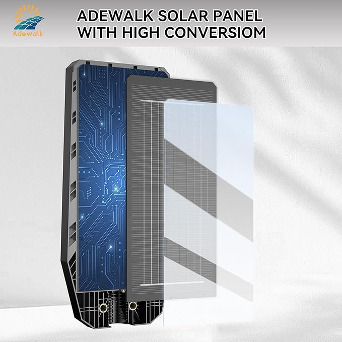 6000W Solar Street Lights Outdoor, 7000K Solar Light Outdoor LED Street Light Dusk to Dawn, LED Wide Angle Lamp with Motion Sensor and Remote Control, for Parking Lot, Yard, 2 Pack