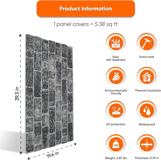 IZODEKOR 3D Wall Panels Brick Effect