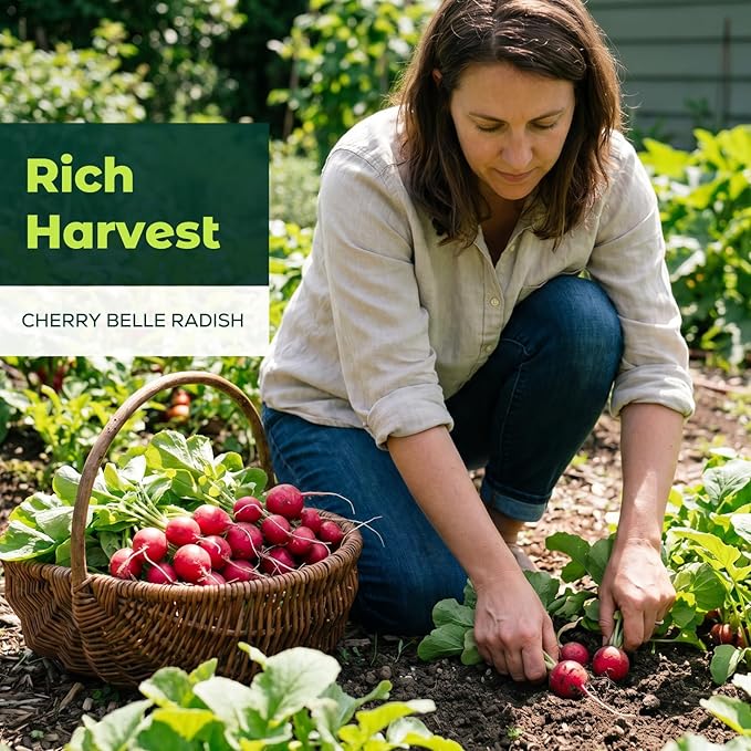 1000 Heirloom Cherry Belle Radish Seeds for Planting – Fast-Growing, Crisp & Mild Flavor, High Germination, Ideal for Home Garden & Container