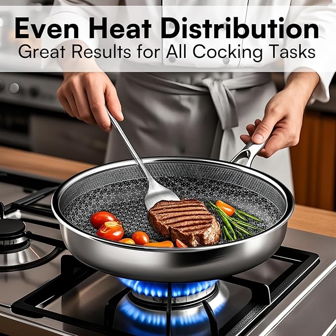 17-Piece 5 Ply Stainless Steel Cookware Set with Lids, Pots and Pans Set Non Stick, Non-Toxic, for Induction, Oven, Dishwasher Safe, RV Essentials, Kitchen Appliances