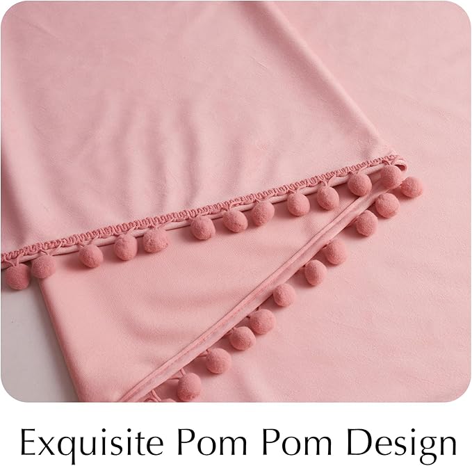 NICETOWN Blush Pink Short Velvet Curtains